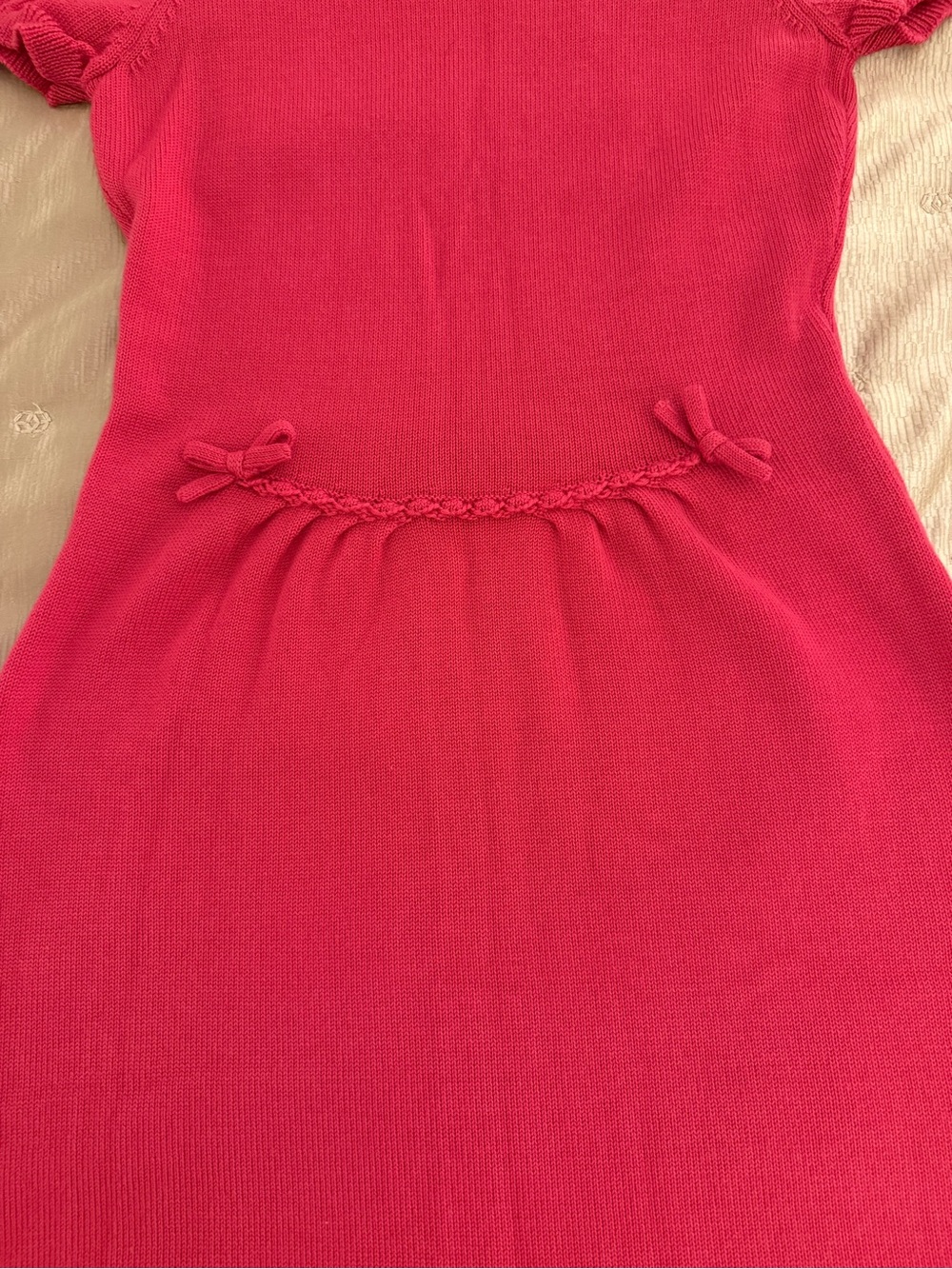 RED Valentino Pink Virgin Wool Knit A-Line Dress Crew Neck Bow, M - Picture 5 of 14